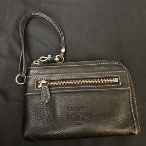 Dooney & Bourke Brown Leather Wristlet with Zip Pocket